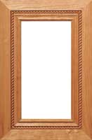 Highpointe glass cabinet door with braided accent and applied molding detail