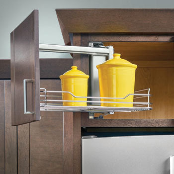Above Appliance pull-out shelf for a 24" deep wall cabinet