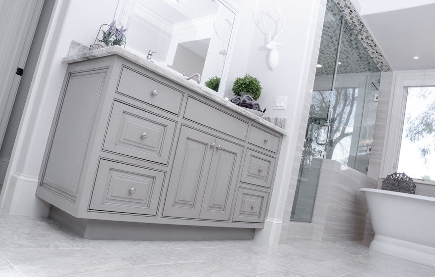 Remodeled bathroom with painted Tuscany cabinet doors