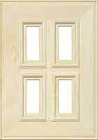 The Prudential French glass cabinet door with extra wide frame, applied molding and raised panel.