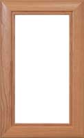 The single panel glass Normandie cabinet door features a smooth curved edge frame and inner bead detail
