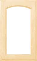 The Patriot single panel glass cabinet door with soft arch detail