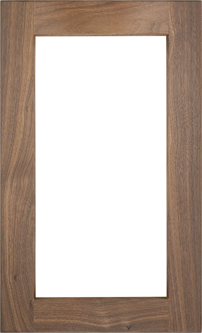 Nolan glass panel cabinet door shown in Walnut