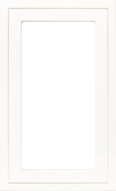 RTF thermofoil skinny shaker style cabinet door with single pane glass
