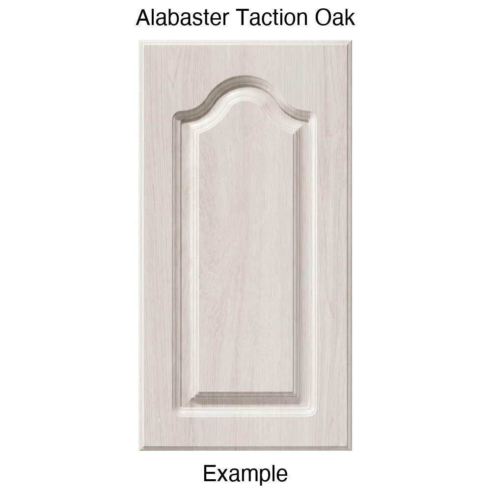 AL757 Cathedral Raised Panel Thermofoil Cabinet Door in Alabaster Taction Oak
