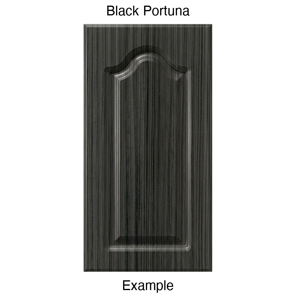 AL757 Cathedral Raised Panel Thermofoil Cabinet Door in Black Portuna