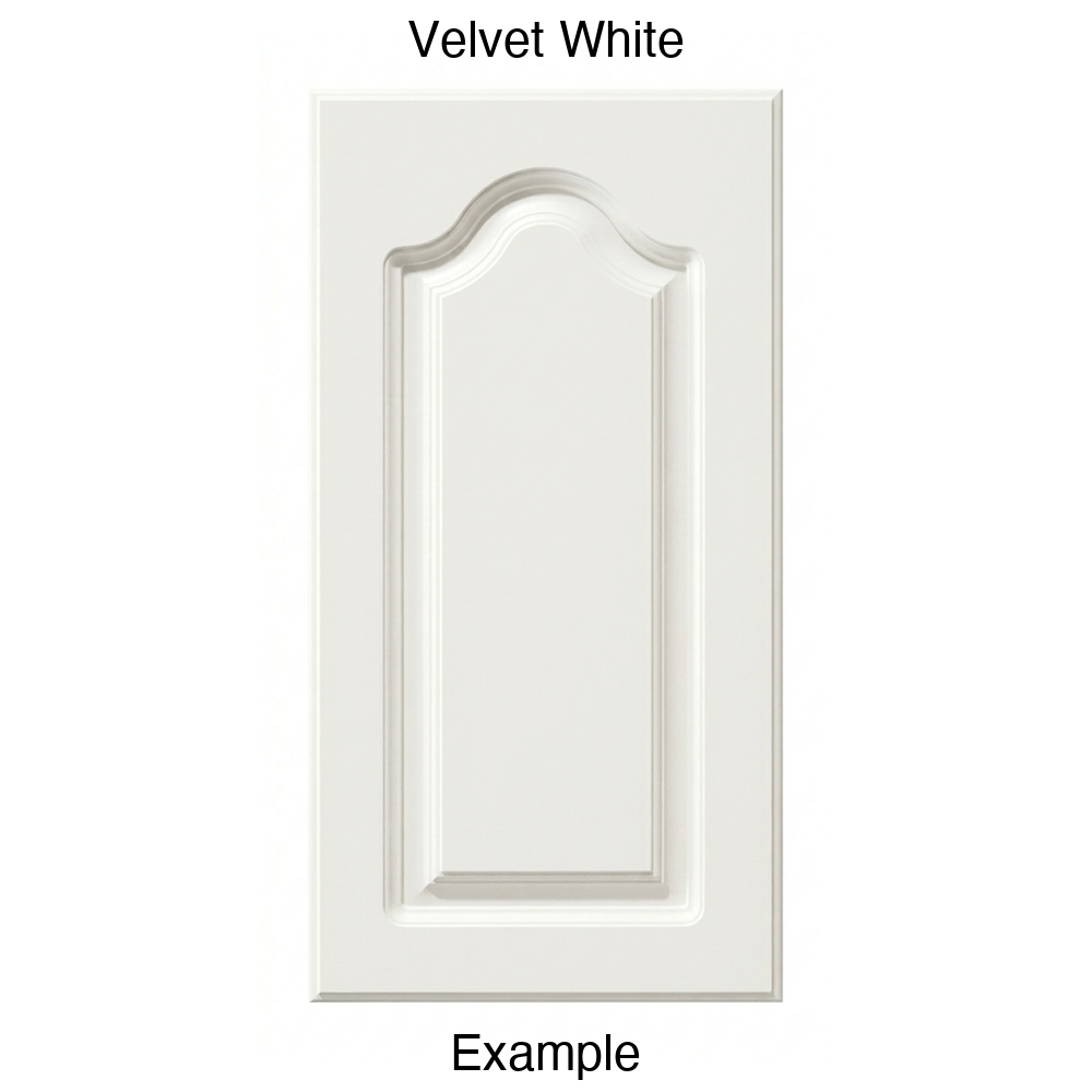 AL757 Cathedral Raised Panel Thermofoil Cabinet Door in Velvet White