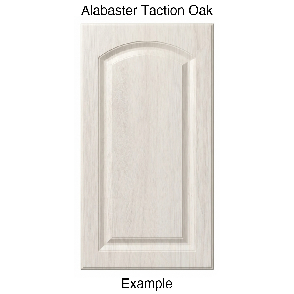 AP768 Arched Raised Panel Thermofoil Cabinet Door in Alabaster Taction Oak