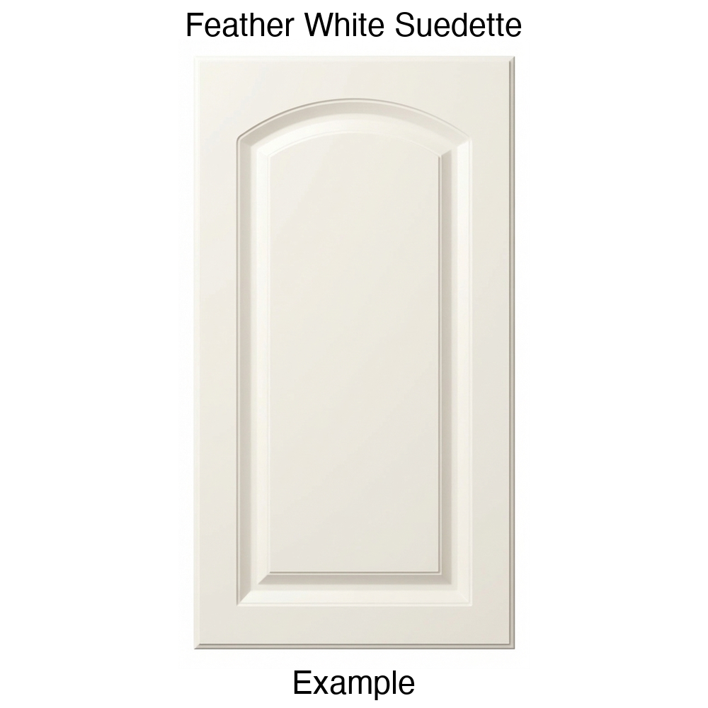 AP768 Arched Raised Panel Thermofoil Cabinet Door in Feather White Suedette
