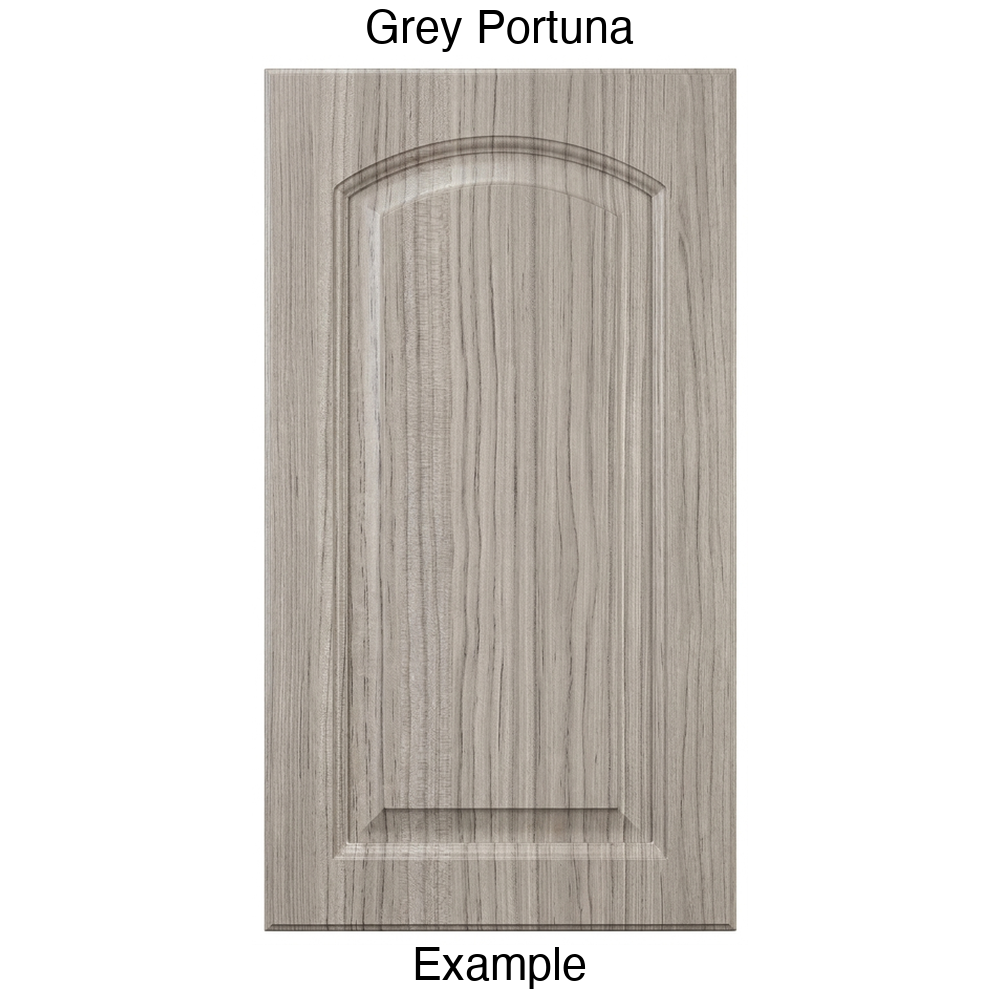 AP768 Arched Raised Panel Thermofoil Cabinet Door in Grey Portuna