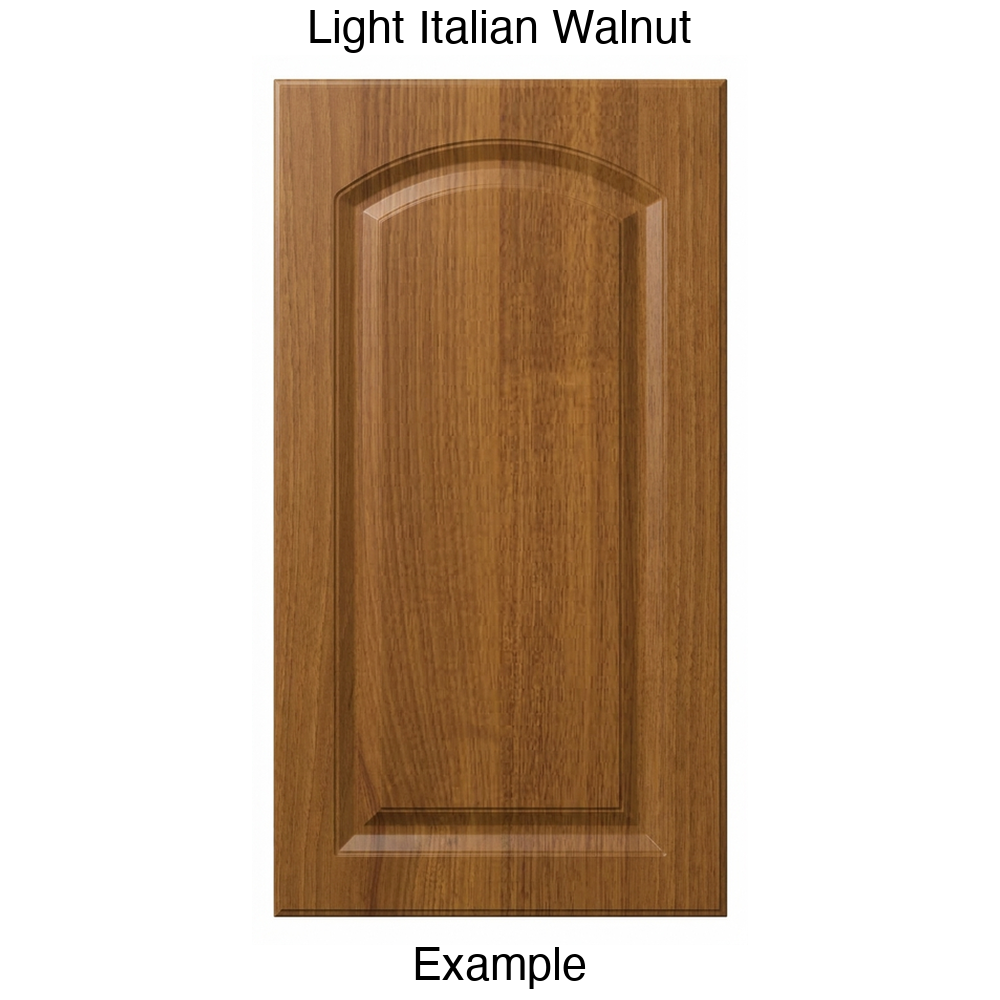AP768 Arched Raised Panel Thermofoil Cabinet Door in Light Italian Walnut