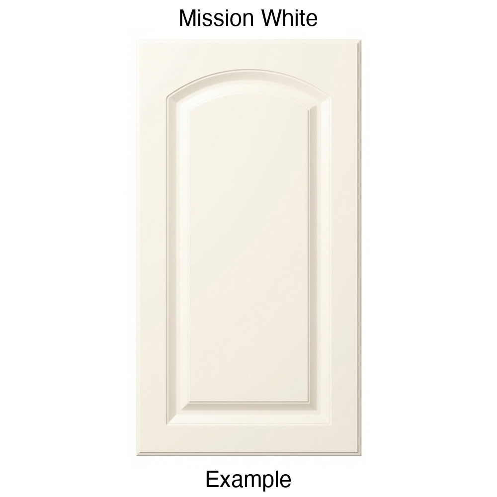 AP768 Arched Raised Panel Thermofoil Cabinet Door in Mission White