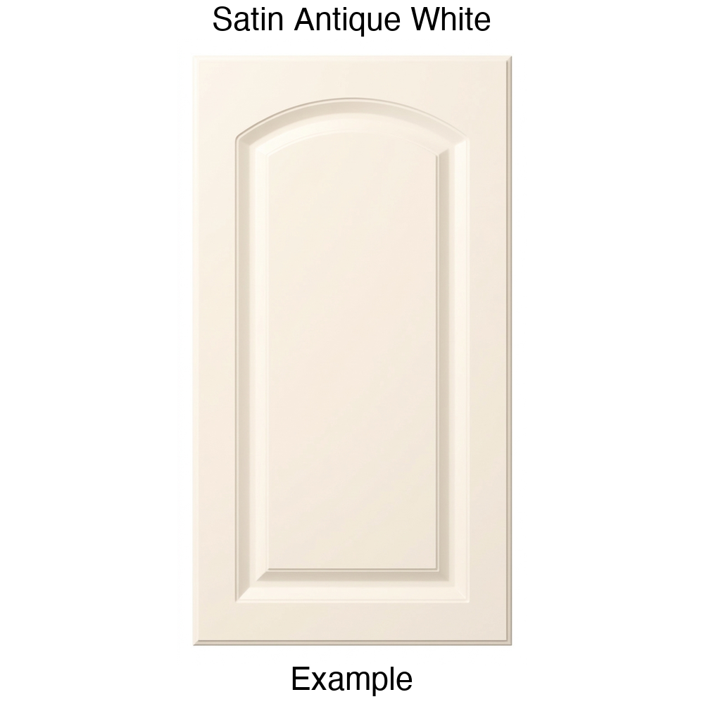 AP768 Arched Raised Panel Thermofoil Cabinet Door in Satin Antique White