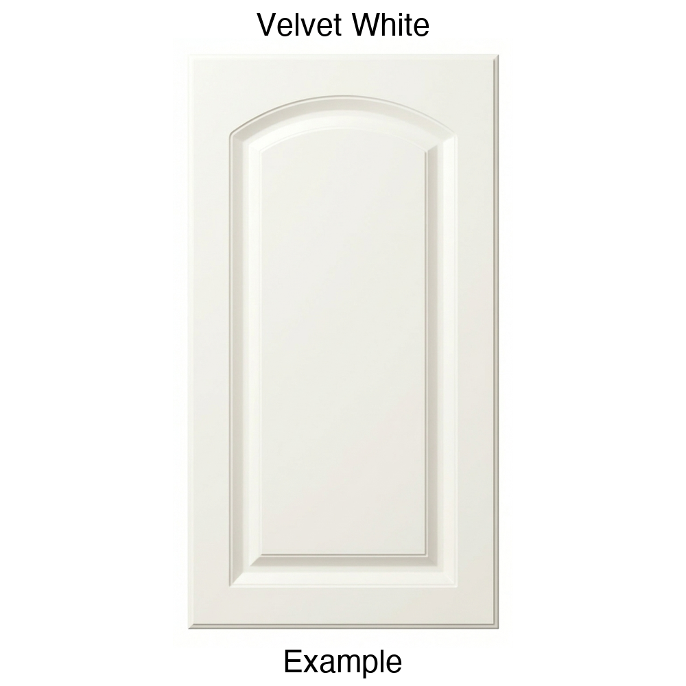 AP768 Arched Raised Panel Thermofoil Cabinet Door in Velvet White