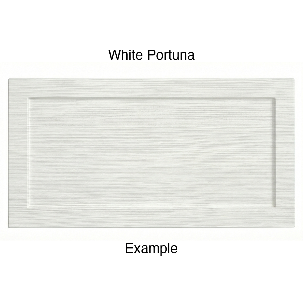 DN917 Thermofoil Drawer Front (Skinny Shaker Style), Routed, in White Portuna