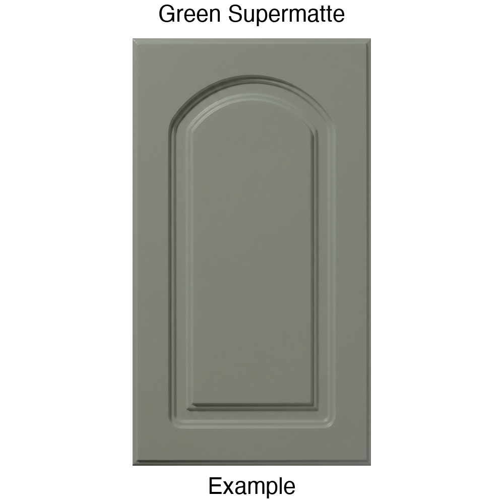 DP8 Arched Raised Panel Thermofoil Cabinet Door in Green Supermatte