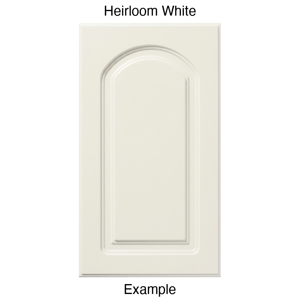DP8 Arched Raised Panel Thermofoil Cabinet Door in Heirloom White