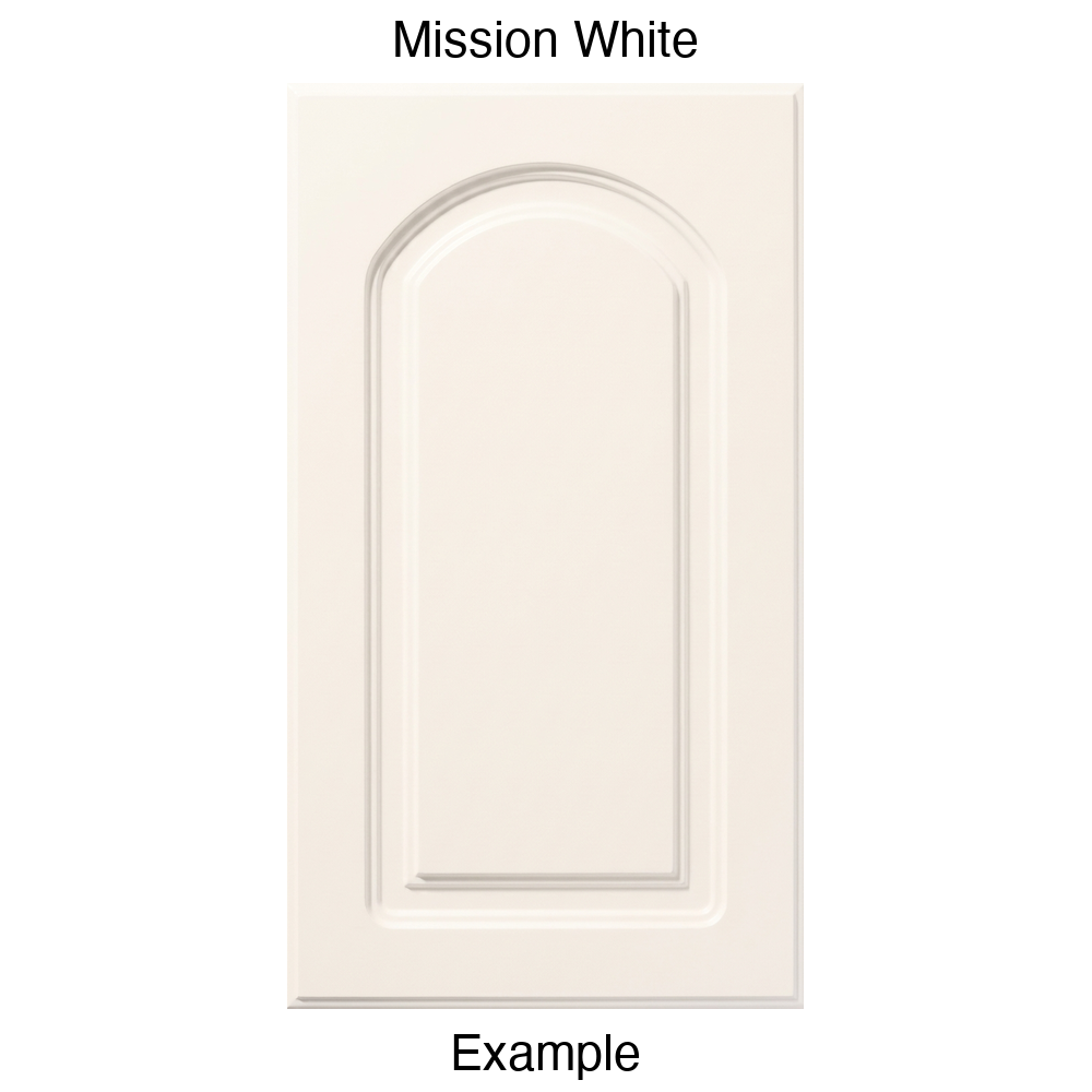 DP8 Arched Raised Panel Thermofoil Cabinet Door in Mission White