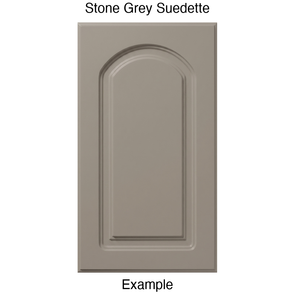 DP8 Arched Raised Panel Thermofoil Cabinet Door in Stone Grey Suedette