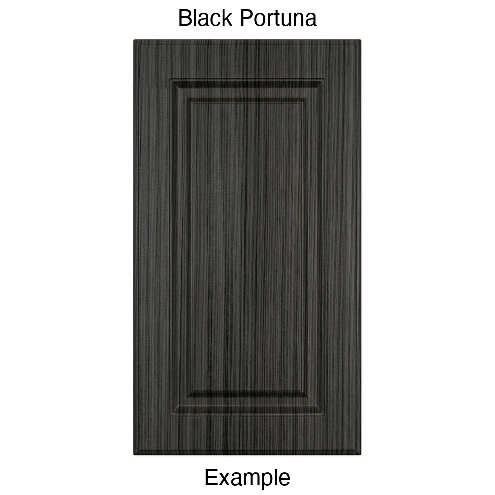 DR31 Raised Panel Thermofoil Cabinet Door in Black Portuna