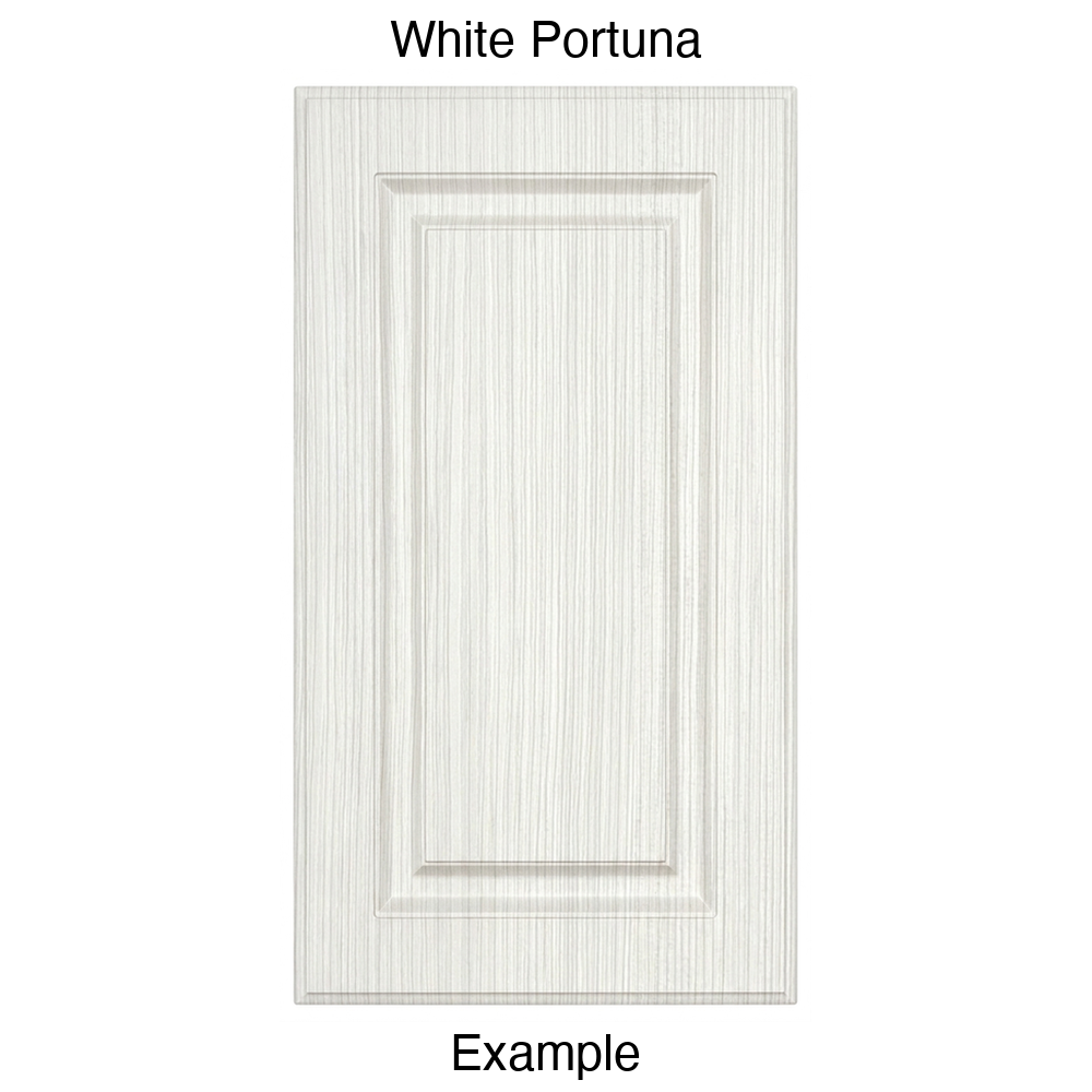 DR31 Raised Panel Thermofoil Cabinet Door in White Portuna