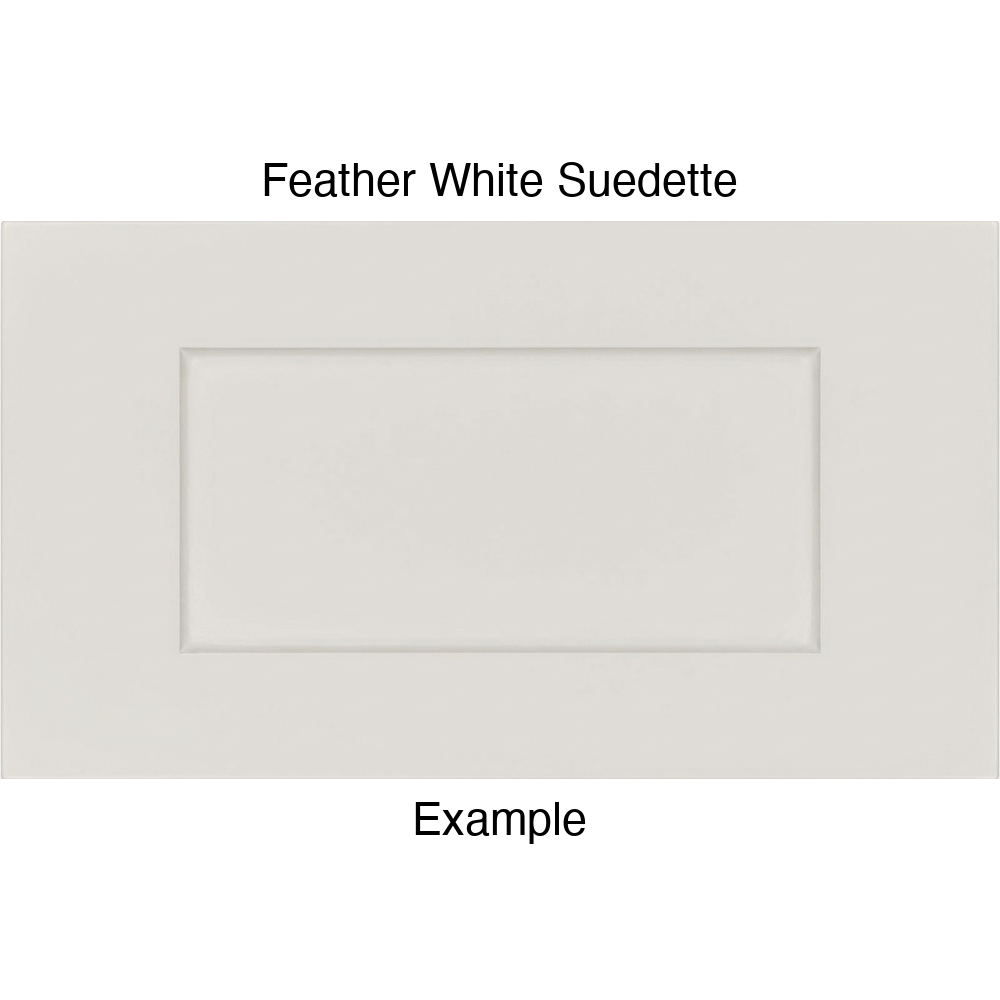 DRS131 Thermofoil Drawer Front (Shaker Style), Routed, in Feather White Suedette