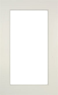 Vinyl wrapped mdf thermofoil cabinet door with shallow Artesian style recess and single glass pane
