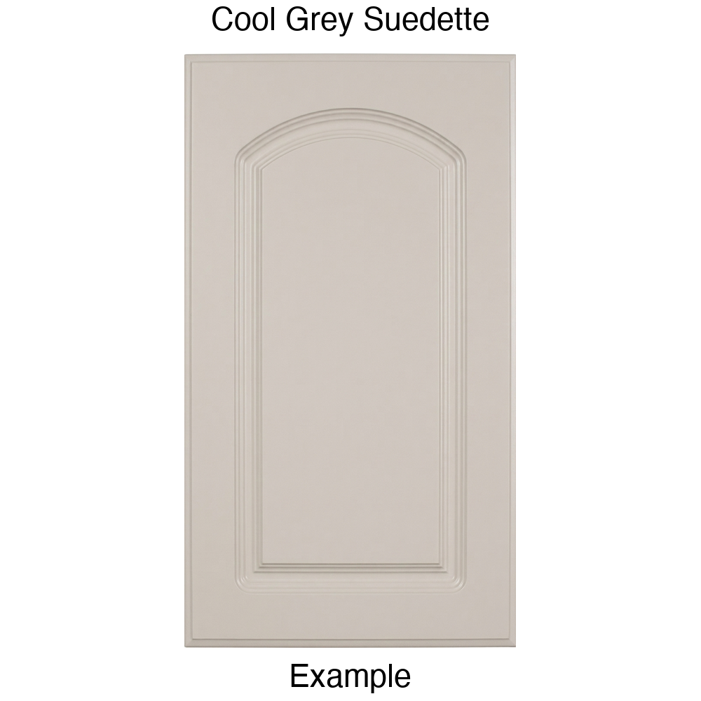 FC716 Arched Raised Panel Thermofoil Cabinet Door in Cool Grey Suedette