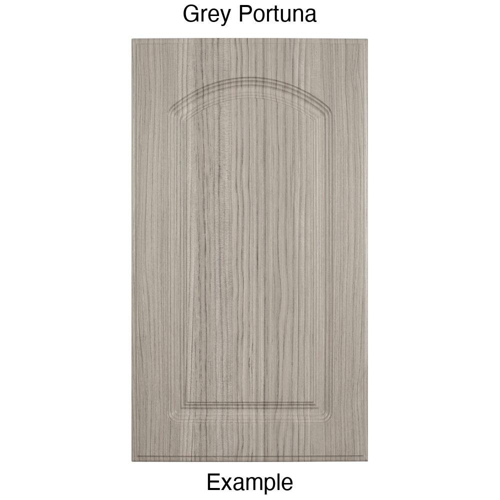 FC716 Arched Raised Panel Thermofoil Cabinet Door in Grey Portuna