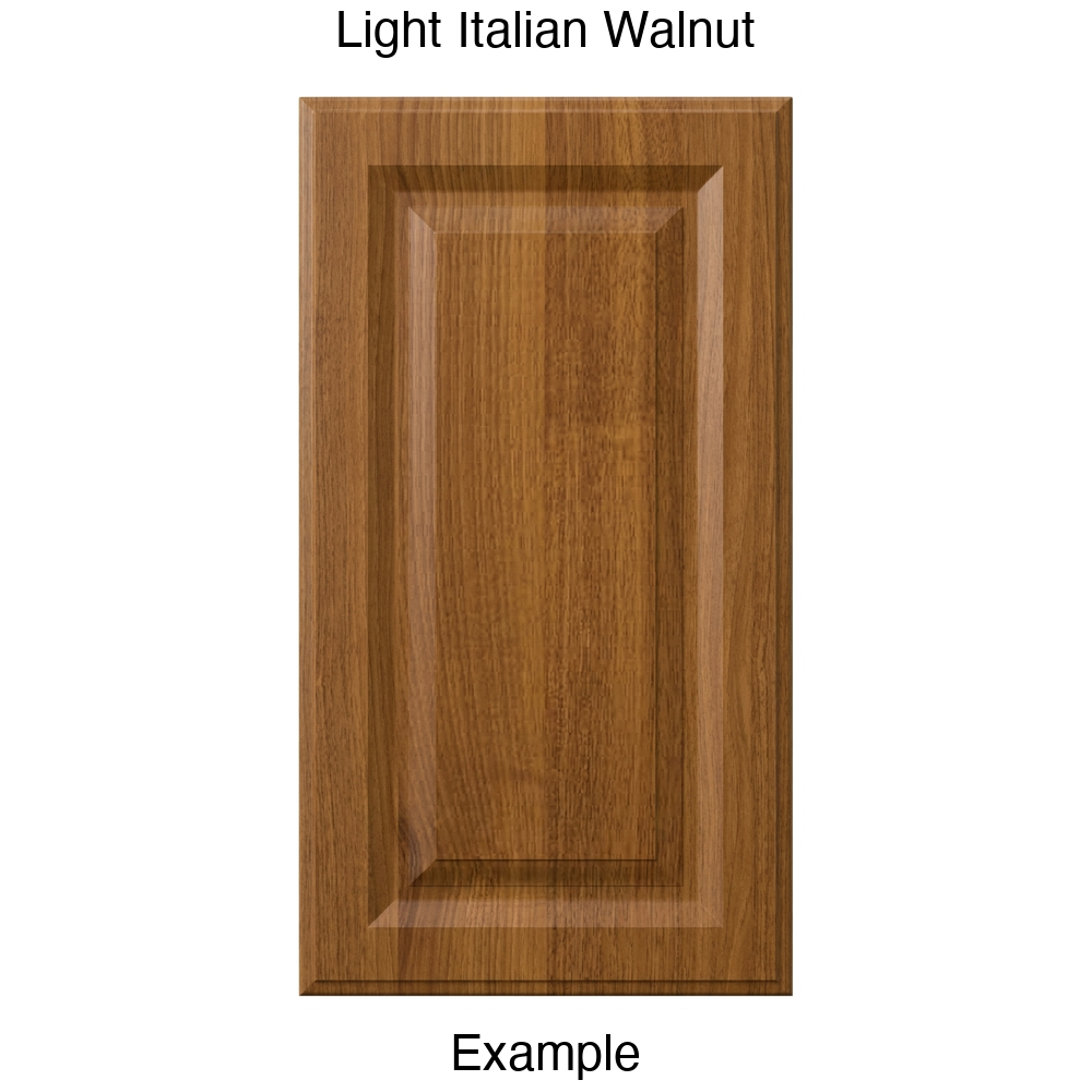 FR556 Raised Panel Thermofoil Cabinet Door in Light Italian Walnut