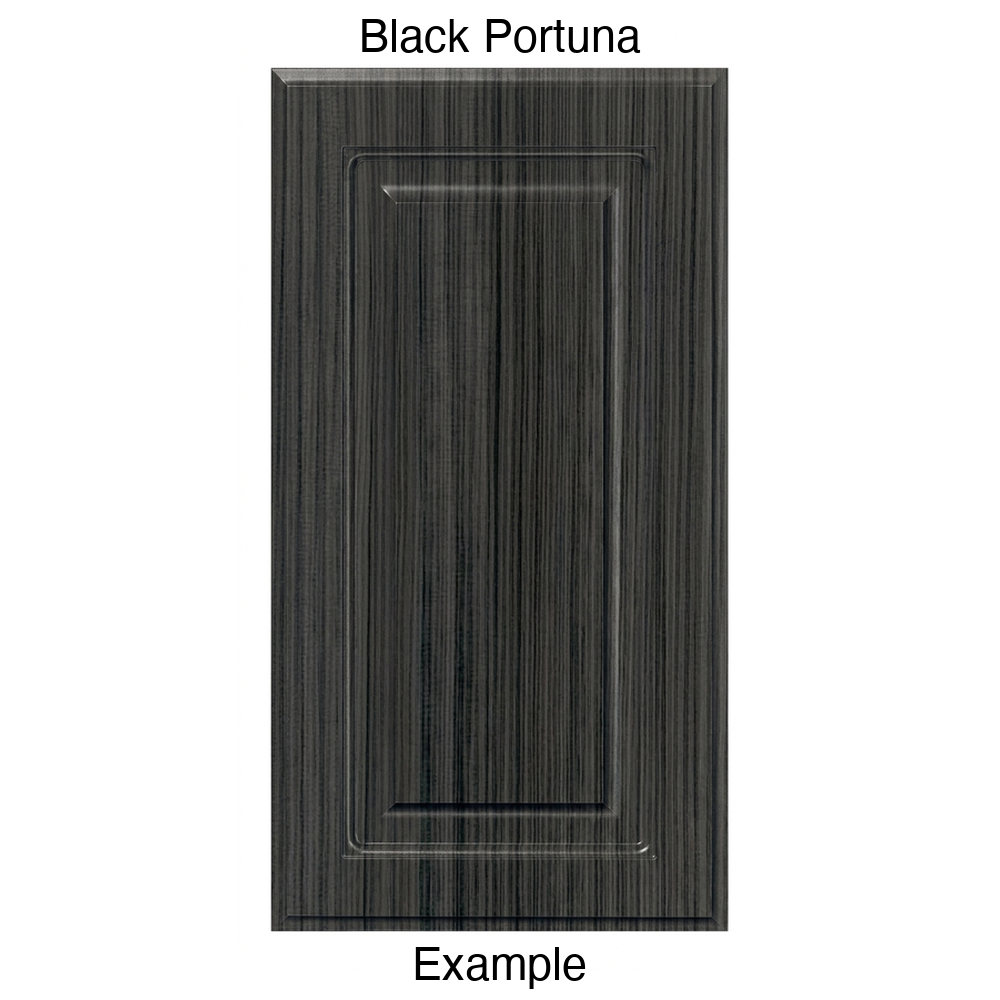 FS742 Raised Panel Thermofoil Cabinet Door in Black Portuna