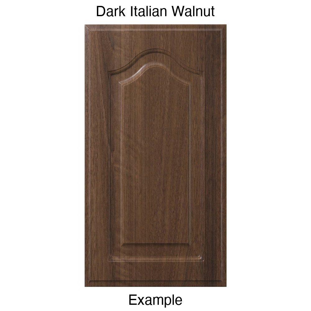 FS744 Cathedral Raised Panel Thermofoil Cabinet Door in Dark Italian Walnut