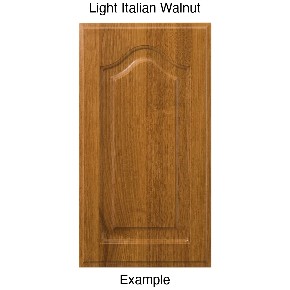 FS744 Cathedral Raised Panel Thermofoil Cabinet Door in Light Italian Walnut