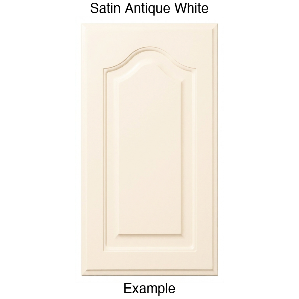 FS744 Cathedral Raised Panel Thermofoil Cabinet Door in Satin Antique White