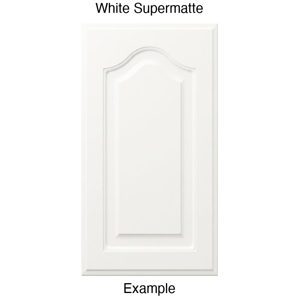 FS744 Cathedral Raised Panel Thermofoil Cabinet Door in White Supermatte
