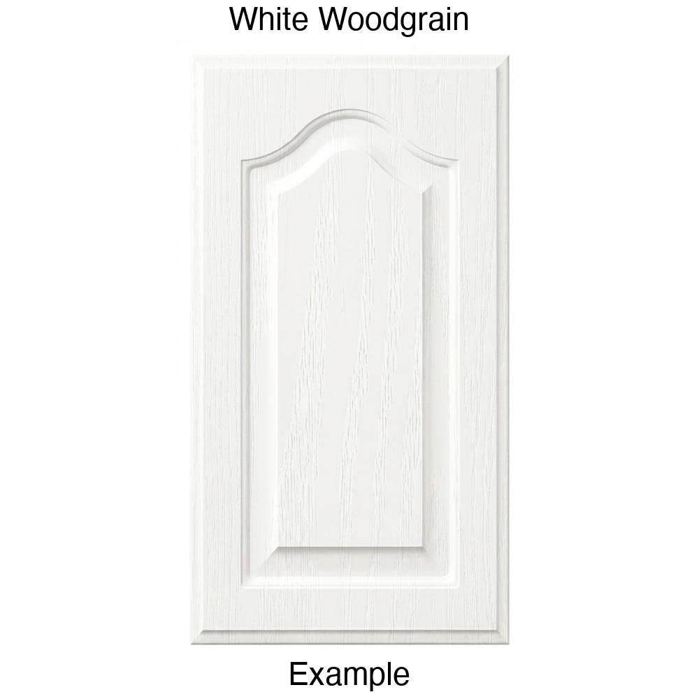 FS744 Cathedral Raised Panel Thermofoil Cabinet Door in White Woodgrain