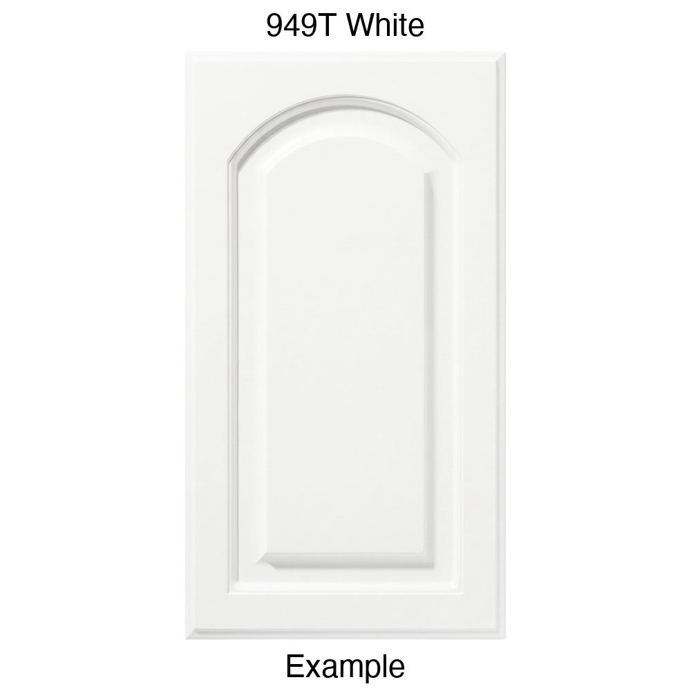FS746 Arched Raised Panel Thermofoil Cabinet Door in 949T White