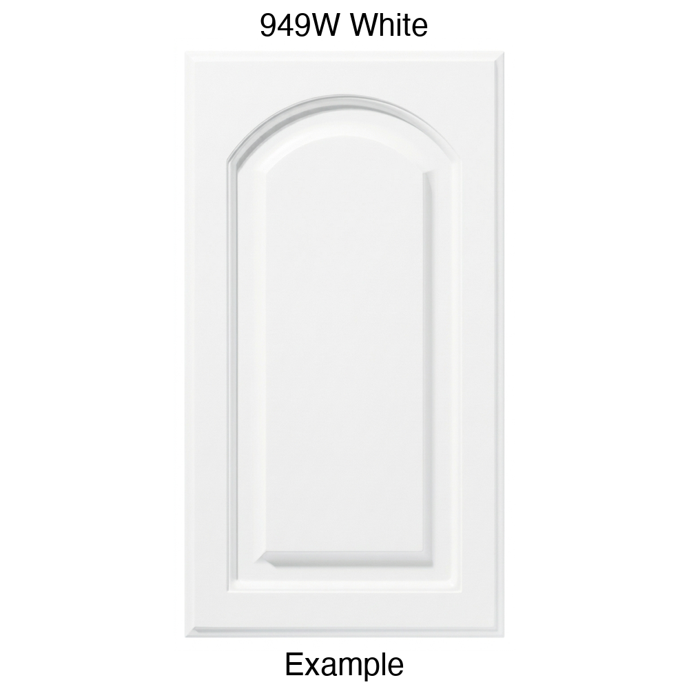 FS746 Arched Raised Panel Thermofoil Cabinet Door in 949W White