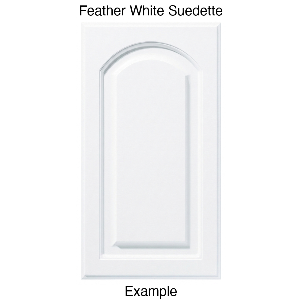 FS746 Arched Raised Panel Thermofoil Cabinet Door in Feather White Suedette