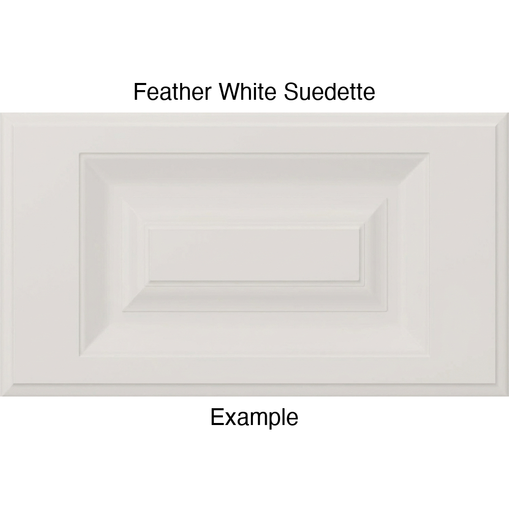 FS842 Thermofoil Drawer Front, Routed, in Feather White Suedette