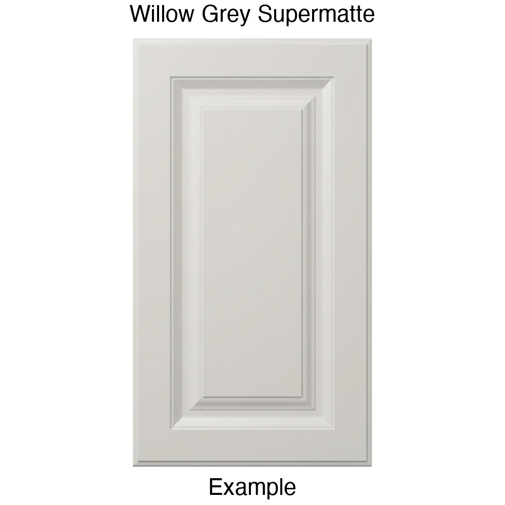 FS842 Raised Panel Thermofoil Cabinet Door in Willow Grey Supermatte