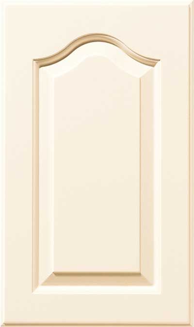 Raised panel thermofoil cabinet door with cathedral top arch