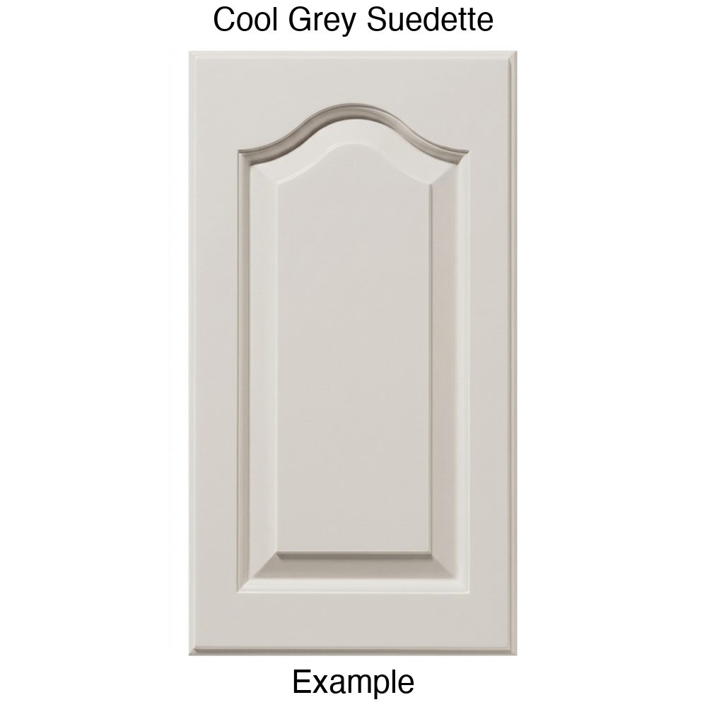 JL7 Cathedral Raised Panel Thermofoil Cabinet Door (Liberty Style) in Cool Grey Suedette