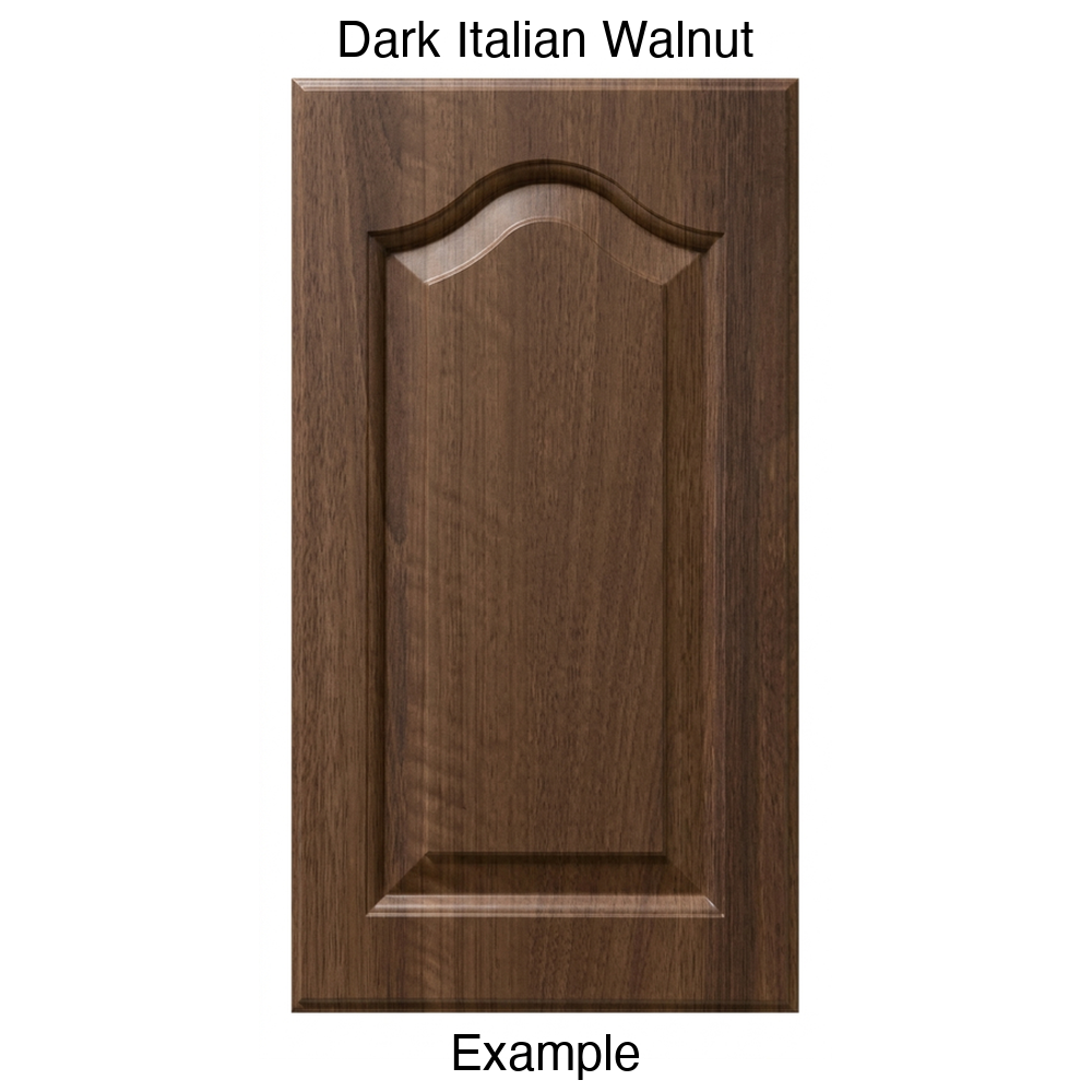 JL7 Cathedral Raised Panel Thermofoil Cabinet Door (Liberty Style) in Dark Italian Walnut