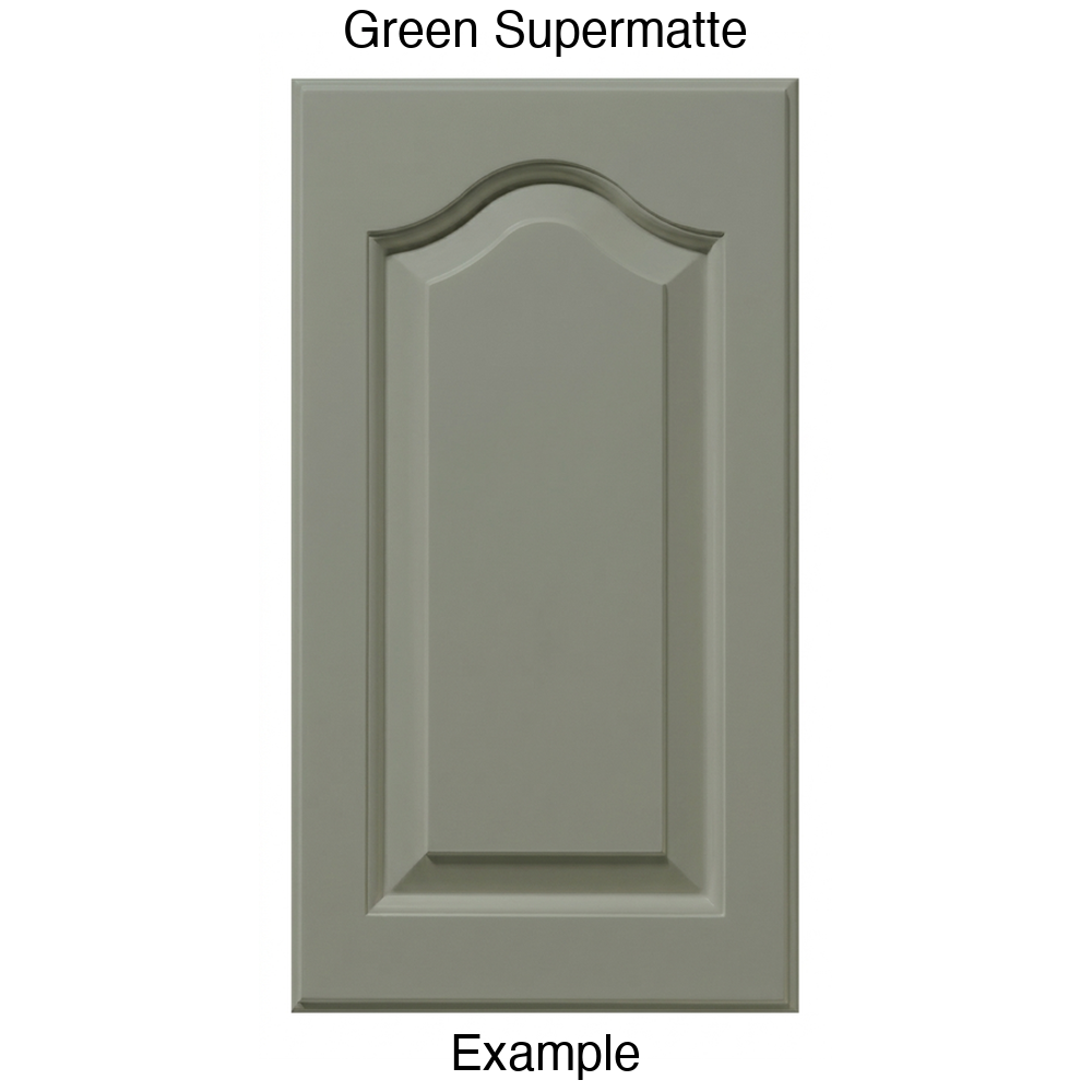 JL7 Cathedral Raised Panel Thermofoil Cabinet Door (Liberty Style) in Green Supermatte