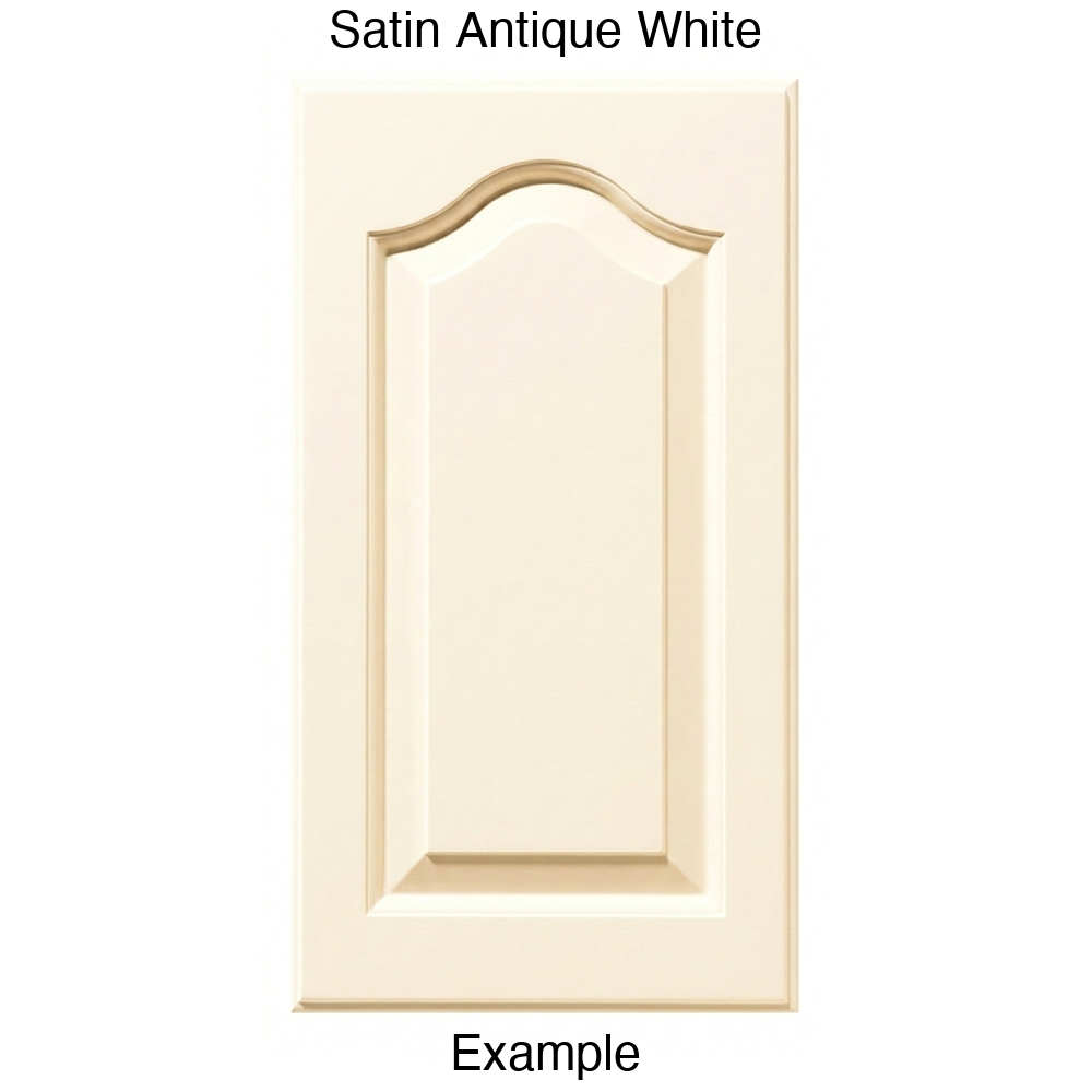 JL7 Cathedral Raised Panel Thermofoil Cabinet Door (Liberty Style) in Satin Antique White