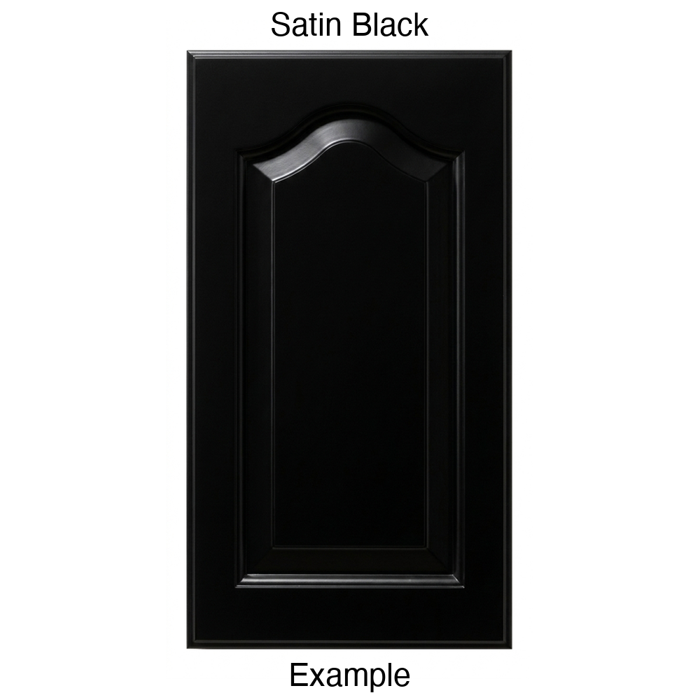 JL7 Cathedral Raised Panel Thermofoil Cabinet Door (Liberty Style) in Satin Black