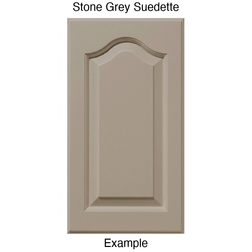 JL7 Cathedral Raised Panel Thermofoil Cabinet Door (Liberty Style) in Stone Grey Suedette