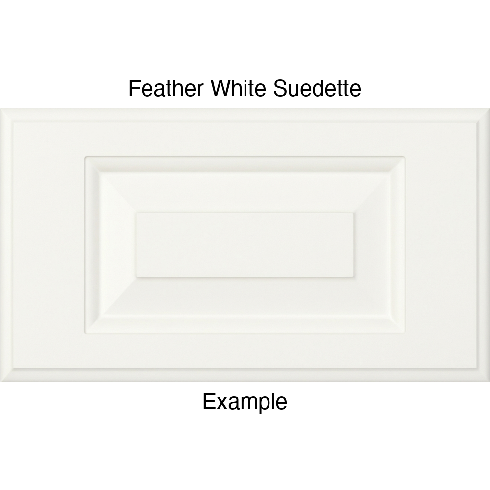 JR7 Thermofoil Drawer Front (Revere Style), Routed, in Feather White Suedette