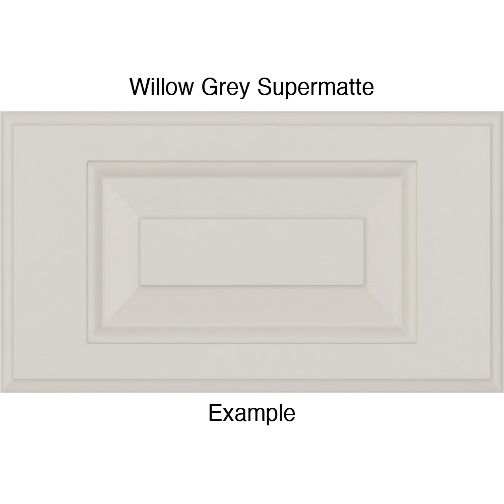 JR7 Thermofoil Drawer Front (Revere Style), Routed, in Willow Grey Supermatte
